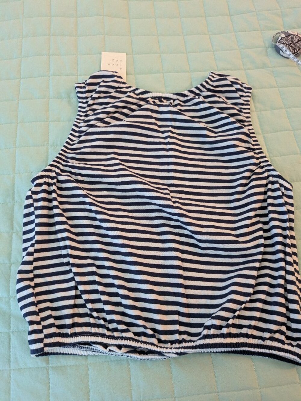 NWT A New Day Striped Cropped Modal/Cotton Tank Top - Blue and White Stripes
